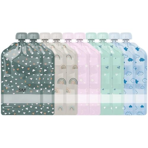 Simple Modern Reusable Baby Food Pouches for Toddlers | BPA Free Plastic, Food Safe, Freezer Safe | Refillable for Applesauce Yogurt & Puree Squeeze Pouch | 10 pack | 5oz | Assorted