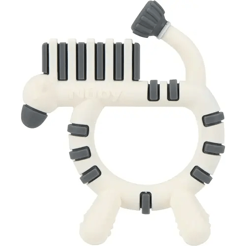 Nuby Geo Zoos Massaging Silicone Teether with Multiple Textures, 3m+, Zebra