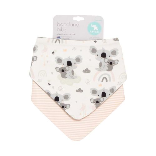 All4Ella Bandana Bib Koala 2 Pack - Pink