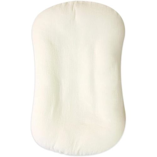 Muslin Baby Lounger Cover, Baby Padded Lounger Cover, Infant Floor Seat Cover, Organic Cotton Removable Slipcover Fits Newborn Lounger for Boys and Girls (Yellow)