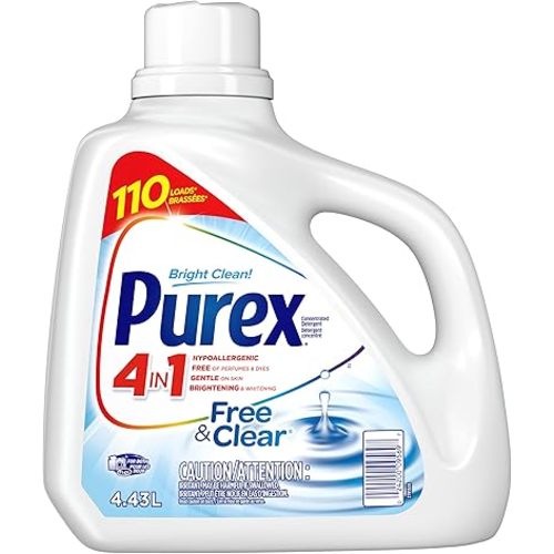 Purex Free and Clear Liquid Detergent for Sensitive Skin, 4.43 Liters (Packaging May Vary)