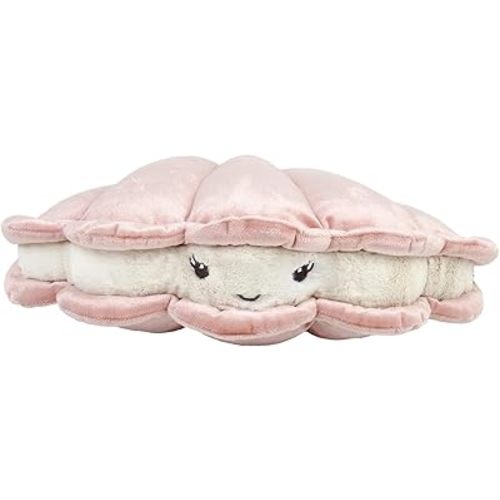 MON AMI Pink Pearl Oyster Plush – 14x12”, Seashell Shaped Toy, Ocean Stuffed Toy