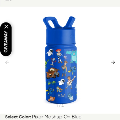 Summit Kids Water Bottle with Straw Lid- Pixar Mashup