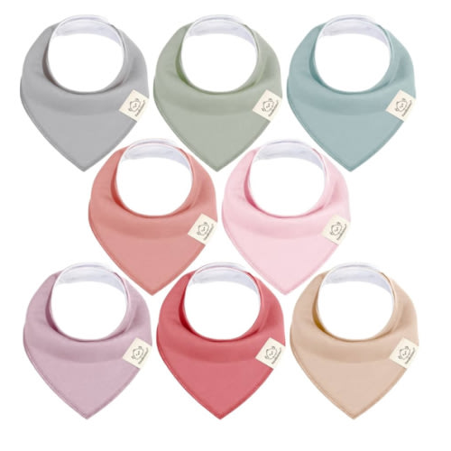 8-Pack Organic Baby Bandana Bibs for Girls - Super Absorbent Triangle Baby Bibs for Drooling and Teething Infant, 100% Cotton Extra Soft for Newborn, Infant 0-36 Months (Muted Pastel)