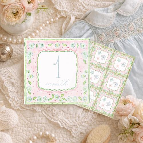 Baby Girl Floral Milestone Cards Printed