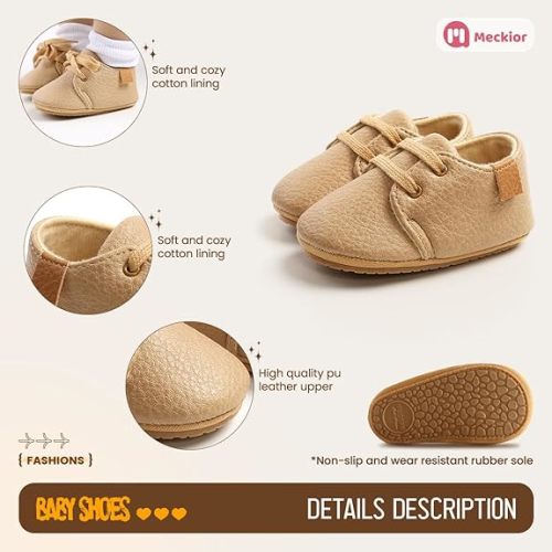 Meckior Baby Booties Newborn Infant Unisex Baby Girls Boys Velvet Rubber Anit-Slip Sole Shoes Toddler Fleece Cozy Winter Warm Prewalker Boots