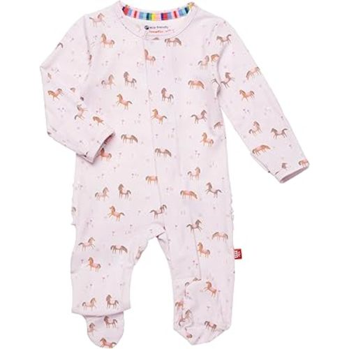 Magnetic Me Girls Modal Magnetic Baby Footie Pajamas | Silky Soft Modal Fabric | Baby Sleepers Available Sizes PRE - 24M