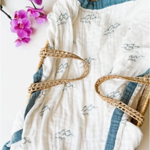 Surfer Wave Organic Bamboo Blanket by Coca + B. | cribhawaii.com