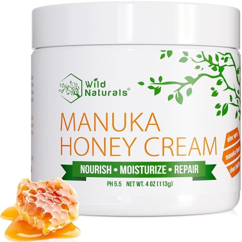 Wild Naturals Manuka Honey Moisturizer for Dry, Sensitive Skin – Eczema Relief Face Cream – Soothing Cream for Redness & Irritation – Face, Hand & Body Moisturizer for Women & Men