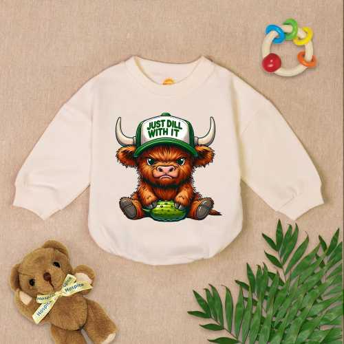 Just dill with it romper sweatshirt, Western Cow Baby Clothes, Little Pickle Baby Outfit, Coquette Pickle, Pickle Lovers, Baby Shower Gift