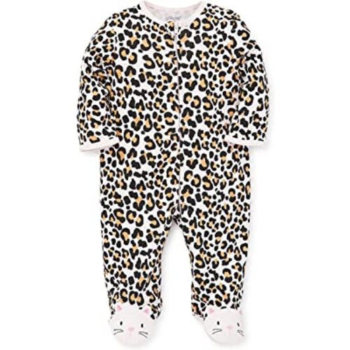 Little Me Clothes for Baby Girls' 100% Cotton Scratch-Free Tag Footie Sleeper, Preemie to 9 Months