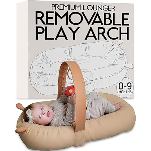 SplashEZ Baby Lounger Pillow, Soft Baby Nest & Play Gym for Newborn, 100% Organic Cotton, Breathable, Lightweight & Portable 3D Mesh Pillow for Awake Time (Toys NOT Included)
