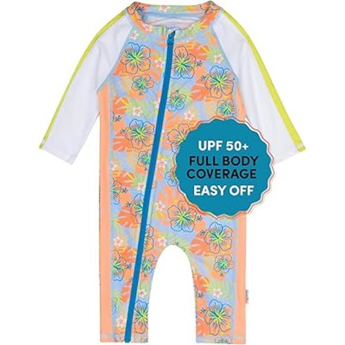 SwimZip Girls' Long-Sleeve UPF 50+ Swimsuit for Baby, Toddler, & Little Girls