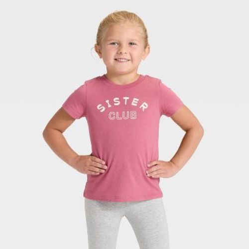 Toddler Girls' Short Sleeve Sister Club Graphic T-Shirt - Cat & Jack™ Rose Pink 3T