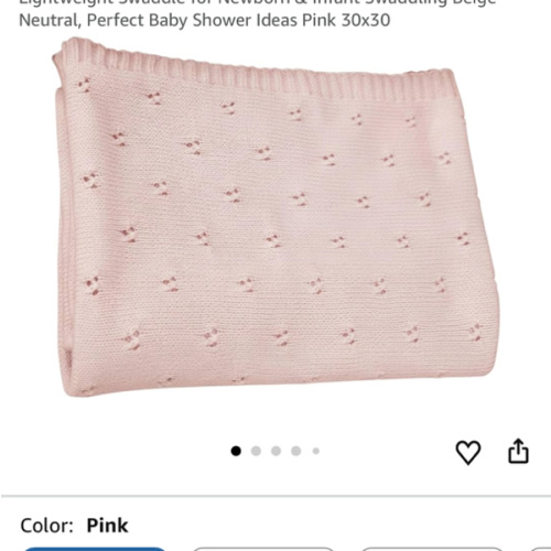 Baby Knit Blanket, 100% Cotton Eyelet Patterns, Soft, Cozy, Lightweight Swaddle for Newborn & Infant Swaddling Beige Neutral, Perfect Baby Shower Ideas Pink 30x30