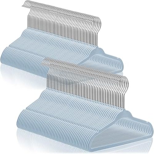 Casafield 100 Velvet Baby Hangers - 11" Size for Infant & Toddler Clothes - Light Blue