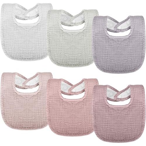 Muslin Baby Bibs 6-Pack Baby Drool Bandana Bibs for Baby Girls Boys Infant Newborn Toddler Drooling and Teething