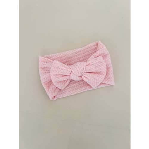 WAFFLE BOW HEADBAND - PINK