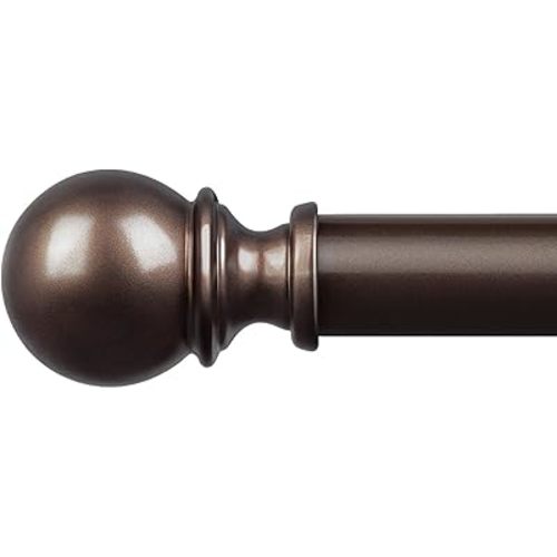 Zeerobee Curtain Rods for Windows 32 to 72, Adjustable Heavy Duty Wrap Around 1 Inch Curtain Rod, Outdoor Indoor Room Divider Modern Drapery Pole, Antique Bronze, 32-72"