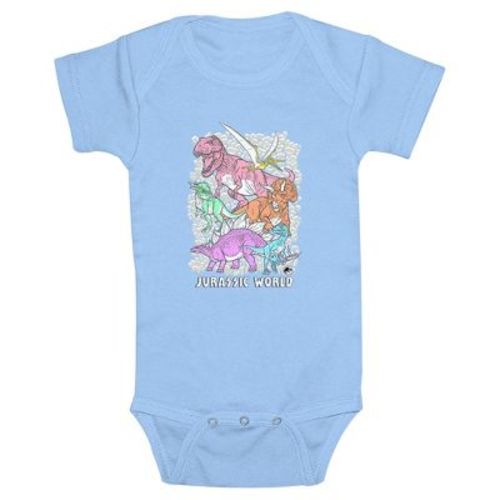 Infant's Jurassic World Colorful Dinosaurs Group Bodysuit - Light Blue - 18 Months