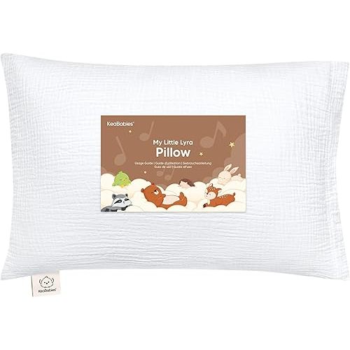 KeaBabies Toddler Pillow with Pillowcase,13x18 Soft Breathable (Soft White)