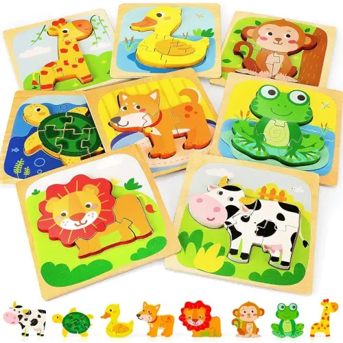 TOY Life Wooden Toddler Puzzles for 1-3, Montessori Toys for 1 2 3 Year Old, Animals Puzzles for Toddlers 2-4, Kids Wood Puzzle Educational Toy for Baby 12-18, Best Learning Toy Gifts for Boys Girls