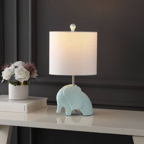 17.5" Koda Elephant Children's Table Lamp: Nightstand Led Lighting, White Shade - Jonathan Y