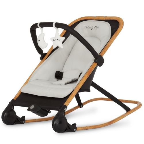 Dream On Me Rock With Me 2-In-1 Rocker And Stationary Seat, Compact Portable Infant Rocker with Removable Toy Bar Rocking Chair, Color: Black/gray
