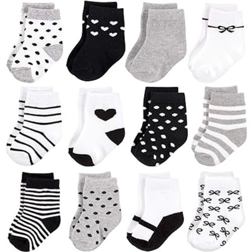 Hudson Baby Baby Girls' Cotton Rich Newborn and Terry Socks