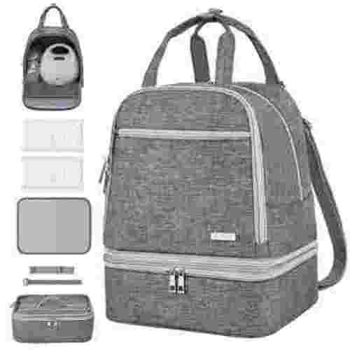 Breast Pump Bag, Spectra Pump Backpack, Pumping Bag for Working Mom, Compatible with Spectra S1, S2, Grey