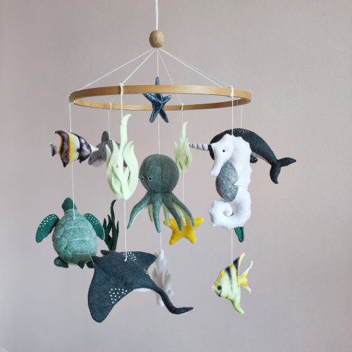 Ocean mobile for nursery, Sea creature baby mobile, Octopus mobile, Whale mobile nursery, Baby shower gift