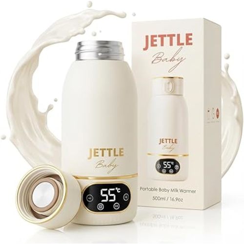 Portable Baby Milk Warmer - Cordless, Rechargeable Bottle Warmer for Breast Milk, Formula & Water, Baby-Safe Temperature Control, Travel-Ready, 500ml