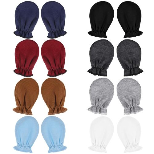 8 Pairs Baby Mittens Newborn No Scratch Mittens Newborn 0-6 Months Cotton Wrist Gloves Infant Toddler Mittens for Baby Boys Girls Solid Color