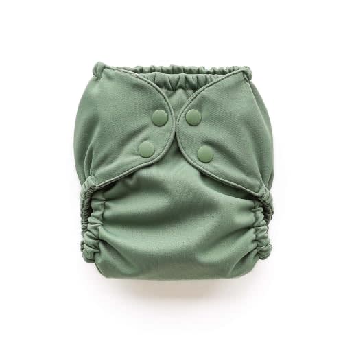 Esembly Cloth Diaper Cover, Aloe, Size 2 (18-35lbs) | Reusable, Waterproof, Breathable and Adjustable Outer Layer Over Absorbent Inner, Blowout Protection and Reusbale Swim Diaper
