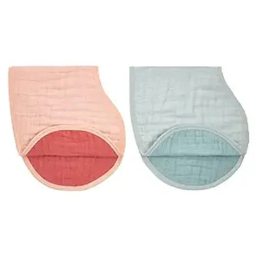 aden + anais Burpy Bib, 100% Organic Cotton Muslin, Soft Absorbent 4 Layers, Multi-Use Burp Cloth and Bib, 22.5" X 11", 2 Pack, Mother Earth