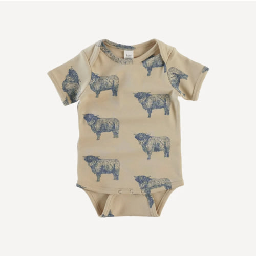 short sleeve lap neck bodysuit | highland cow | organic cotton interlock
