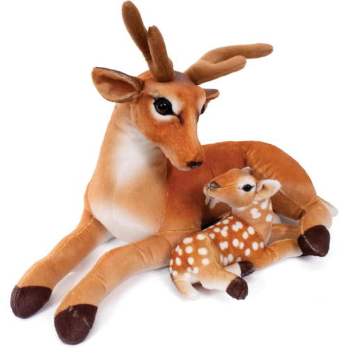24" Deer & Fawn Stuffed Animal - 2 Feet Long Mama & Baby Stuff Deer Plush, Woodland Nursery Décor Giant Stuffed Animal Toy Deer Décor (Deer & Fawn)