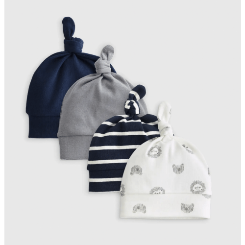 100% Organic Cotton Hat 4-Pack - Baby Boy