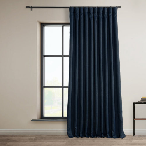 Ottis Textured Faux Linen Rod Pocket Room Darkening Curtains for Bedroom & Living Room Curtains - Single Panel Drapes