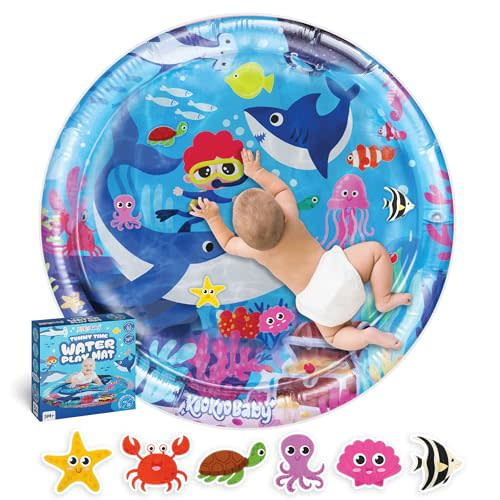 KooKooBaby Water Tummy Time Mat for Baby - 40"x40" Large Premium Tummy Time Toys for Baby Boy or Baby Girl, Infant Water Mat for Above 3 Month, Water Play Mat for Baby, Sensory Play Mat (Blue Whale)