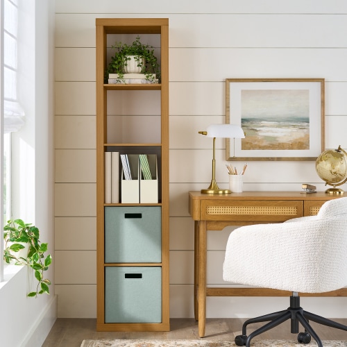 Better Homes & Gardens 5-Cube Vertical Storage Organizer, Light Honey