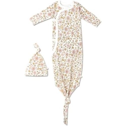 MakeMake Organics GOTS Certified Organic Cotton Kimono Knotted Blanket Tie Swaddle Hat Set Mittens Baby Boys Girls