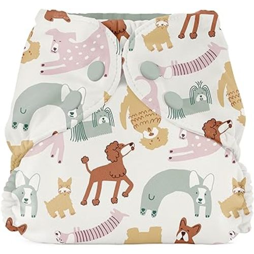 Esembly Cloth Diaper Outer, Waterproof Swim Cloth Diaper Cover, Leak-Proof and Breathable Layer Over Prefolds, Flats or Fitteds, Reusable with Snap Closure - Size 2 (18-35lbs), Off-Leash