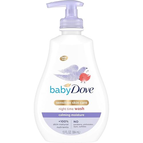 Baby Dove Sensitive Skin Care Baby Wash Calming Moisture For a Calming Bath Wash Hypoallergenic and Tear-Free, Washes Away Bacteria 13 oz