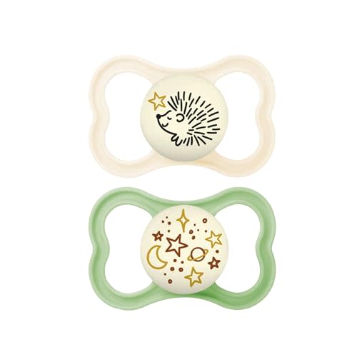 MAM Supreme Night Baby Pacifier, for Sensitive Skin, Patented Nipple, 2 Pack, 6-16 Months, Unisex