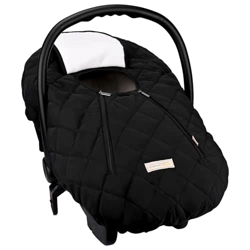 Bebamour Car Seat Cover for Babies Winter - Baby Car Seat Covers Universal Cold Weather Shield,Warm and Cozy Carseat Covers (Black)