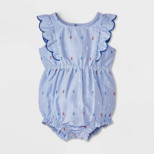 Baby Girls' Scalloped Star Romper - Cat & Jack™ Blue Nwbrn