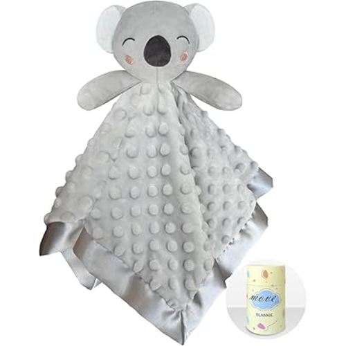 Koala Security Blanket, 16" Soft Lovey Unisex Lovie Baby Gifts for Newborn Boys and Girls Snuggle Toy Stuffed Animal Grey