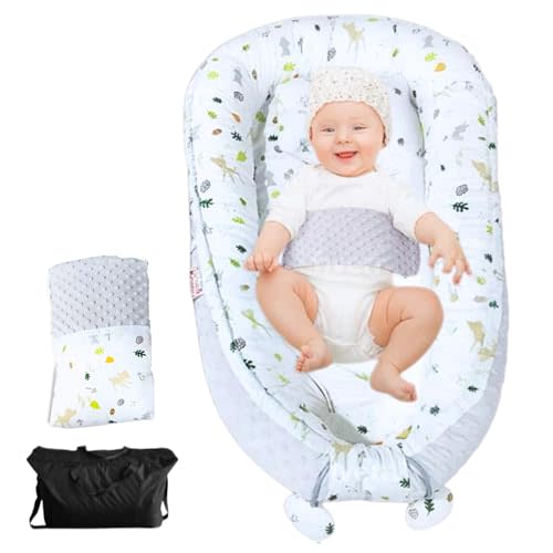 Baby Lounger 0-24 Months, Infant Lounger, Baby Nest Lounger, Portable Baby Lounger Pillow for Newborn, Antiroll Pillow for Baby, Cosleeping Baby Bed
