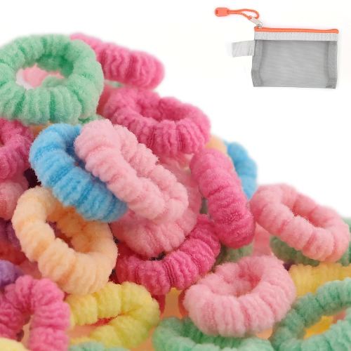Baby Hair Ties, 200-210pcs No Damage Soft Hair Ties for Toddler Girls, Age 0-8,Mini Size Hair Bands for Infant,Tiny Hair Elastics for Dogs, Cotton Material,Small Ponytail Holders